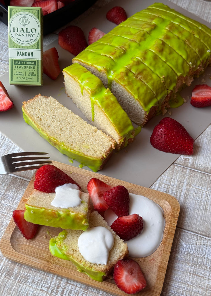 Best Pandan flavored pound cake, gluten free pound cake, Pandan cake, halo pantry natural pandan extract